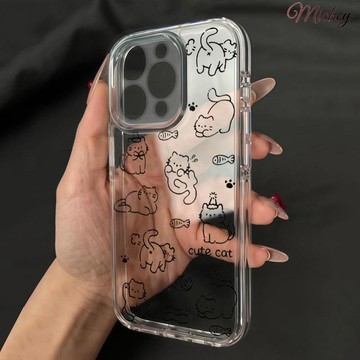 涂鴉黑線條貓咪三星S26Ultra手機殼S25/24/8/9+Note20/A57/A54