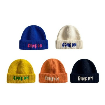 日系潮人字母刺繡毛線帽子女秋冬季保暖護耳百搭藍色針織帽冷帽男