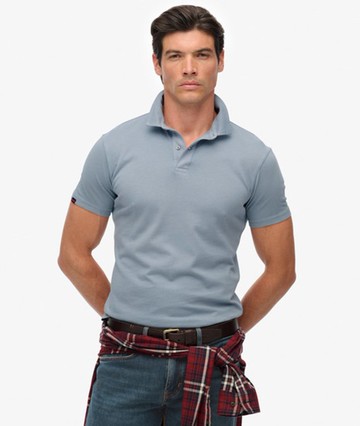 Superdry Men's Essential Jersey Polo Top Blue Size: Xxl