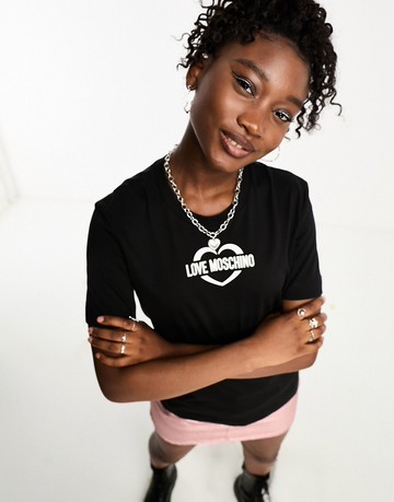 Love Moschino broken heart logo t shirt in black