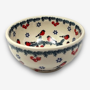 波蘭手繪手工陶-飯碗 13cm 紅腹鳥語系列 設計師款