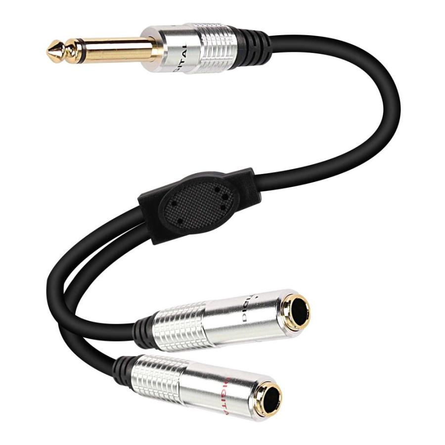 XMSJSIY 6.35mm TS Guitar Signal Audio Y Splitter Cable, Male to Dual Mo