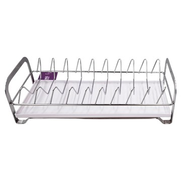 碟盤架 可抽拉式接水盤 適用於直徑大於21CM內的碟子 約容納9個盤子  1層  1個  不銹鋼色