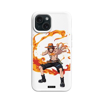 iPhone 15 SolidX 白 - 航海王 One Piece - 角色系列-艾斯的火焰果實