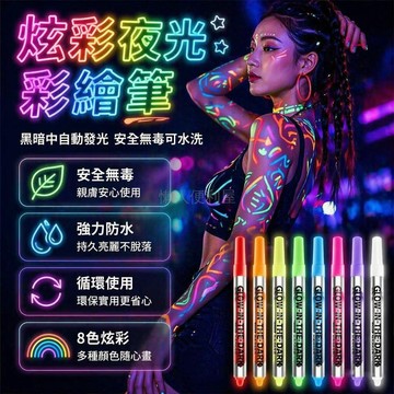 台灣出貨✨ 夜光人體彩繪筆 兒童身體塗鴉筆 可水洗臉部彩妝筆 舞台表演化妝筆 應援加油畫筆 附紫光灯