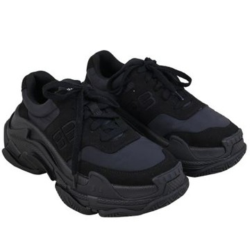 BALENCIAGA Triple S Nylon Black復古尼龍休閒老爹鞋(黑綠)