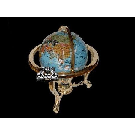 Unique Art Since 1996 14" Turquoise Gemstone Globe with Gold Stand