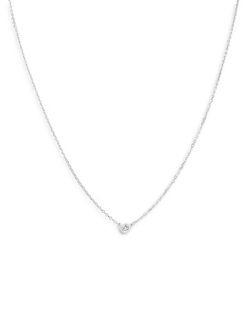 Bloomingdale's Fine Collection Diamond Bezel Solitare Necklace in 14K White Gold, 0.05 tcw - 100% Exlcusive