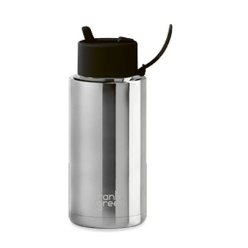 【frank green 台灣】三層真空保溫瓶 1000ml 銀色系列_黑色蓋