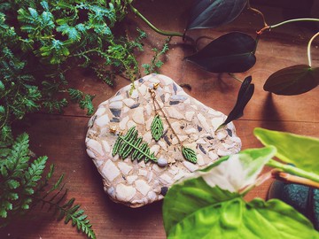 捻花惹草 蕨語葉不對稱耳環