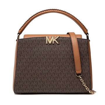 MICHAEL KORS - 拼接皮革滿版LOGO兩用包 (咖駝)