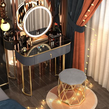 熱銷/免運 快速出貨 梳妝臺 化妝臺 梳妝台 化妝台 化妝櫃 化妝臺輕奢小戶型梳妝臺簡約北歐現代公主風化妝桌組合臥室梳妝臺