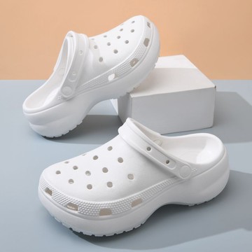 洞洞鞋女新款外穿時尚防滑包頭拖鞋女士增高厚底沙灘凉鞋 增高鞋 女鞋