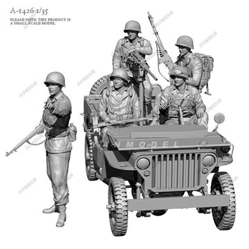 【台灣出貨】✨免運 白膜 1/35 二戰歐洲兵人5人套裝 樹脂手辦 兵人白模(不含車) A-1426## 模型製作