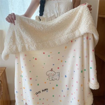 羊羔絨午睡毯子冬季珊瑚牛奶絨加厚沙發披肩空調蓋毯辦公室小被子