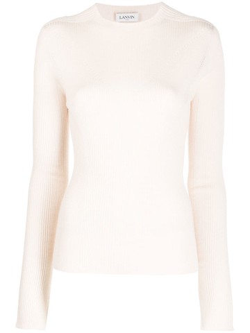 Lanvin - extra-long sleeve rib-knit jumper - women - Silk/Cashmere/Virgin Wool - L - Neutrals