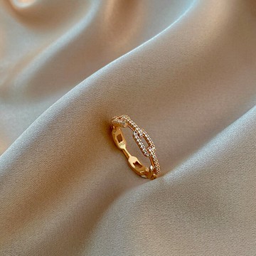 小眾設計時尚個性新品潮食指開口戒復古金色戒指女簡約冷淡風指環