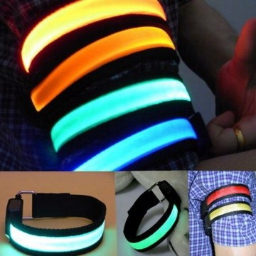 路跑周邊 LED插扣式扁光纖晶格發光手臂帶