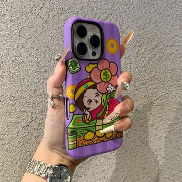 暴富女孩蘋果17promax手機殼iPhone16pro卡通15pro女13可愛14新