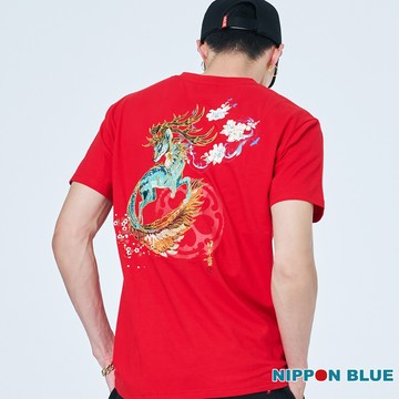 【買1送1】金標神鹿守護獸短TEE(紅) - BLUE WAY 日本藍