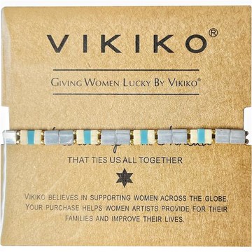 VIKIKO原創小眾設計限量款925銀扣幸運灰藍色玻璃輕奢手鏈小禮物