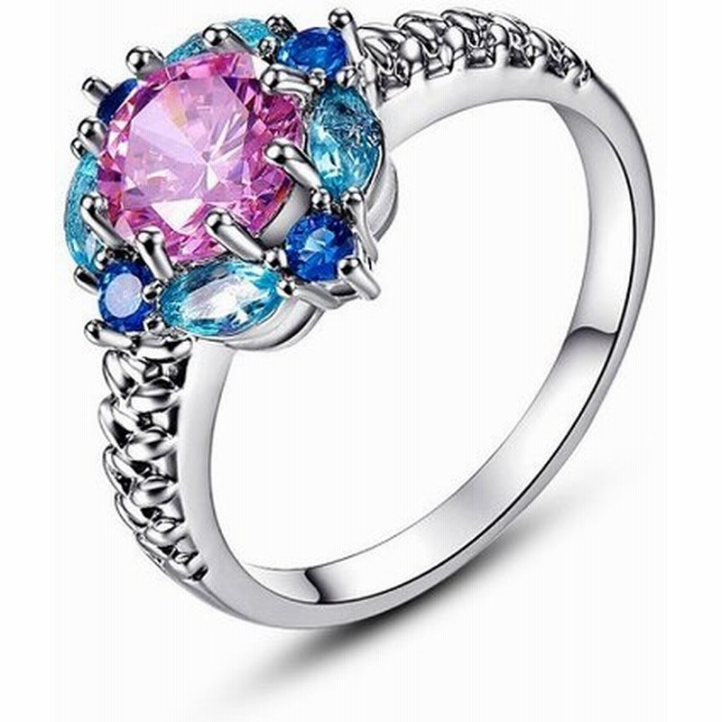 多色キュービックジルコニア リング ジュエリー ピンク 黄色 赤ラウンド石の花の形の 婚約 結婚 指輪 レディース 宝石 類の 通販 Lineポイント最大0 5 Get Lineショッピング