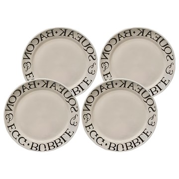 WANDU 瓦讀 早安字母陶瓷平盤  20.5 x 2cm  白色  4個