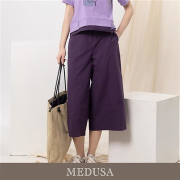 現貨【MEDUSA 曼度莎】紫色剪裁闊腿休閒寬褲（M-XL）｜女寬褲 女休閒長褲 女休閒褲