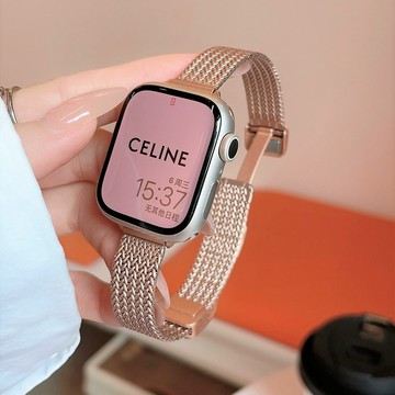 麥穗磁吸扣 不鏽鋼錶帶 適用於 Apple Watch S11 10 9 8 7 6 5 SE 錶帶 46MM 45MM