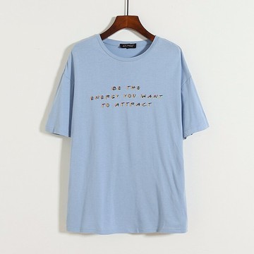 全棉圓領印花短袖T恤衫 夏季新款寬松休閑女打底衫上衣 棉J/12-4