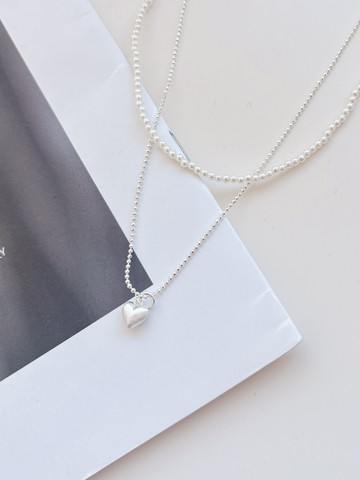 層層浪漫༝雙層愛心珍珠項鍊 HH1208-9