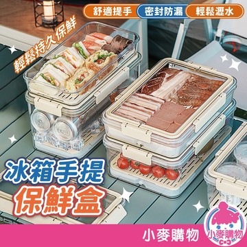 冰箱手提保鮮盒 手提密封保鮮盒 野餐便當盒 露營用品 保冷盒 冰箱收納盒【小麥購物】【C647】