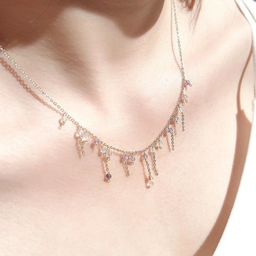 坦桑石 海藍寶 堇青石 藍磷灰 天然水晶 14K包金 頸鏈項鍊