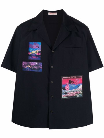 Valentino Garavani - Water Sky patch shirt - men - Polyester/Cotton - 46 - Black