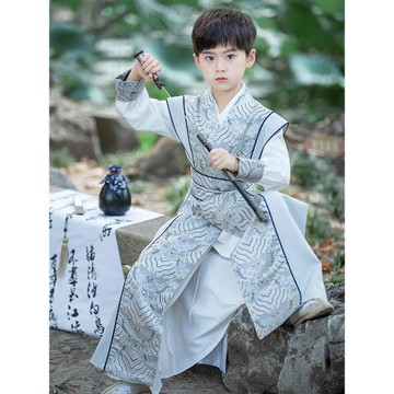 男童漢服古風帥氣小少爺2025新款春裝男孩國學高端兒童唐裝武俠