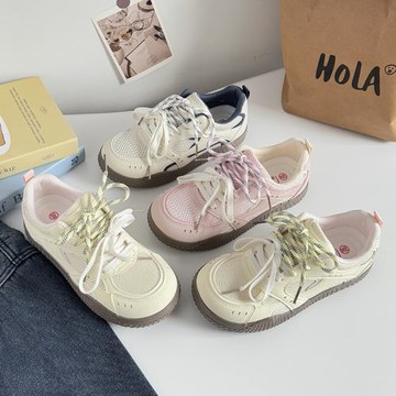 蓓爾韓版登山阿甘鞋透氣網面百搭小白鞋時尚休閑德訓鞋BE-6862