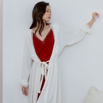 雙C防擴對策 舒棉柔感 蕾絲長版罩衫-白色