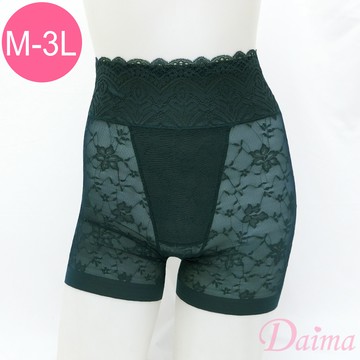 內褲 (M-XXXL)白石墨烯輕塑收腹提臀蕾絲四角束褲_綠色#3013