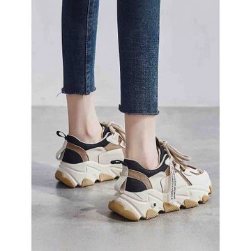 店主自留新款~厚底增高老爹鞋女春秋季小個子真皮百搭休閑運動鞋