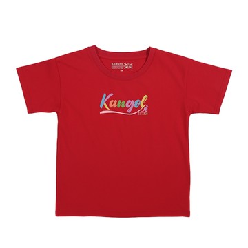 KANGOL 長版T恤 短袖上衣 紅/彩色字母LOGO 女童 童裝 65241005 42 noU79