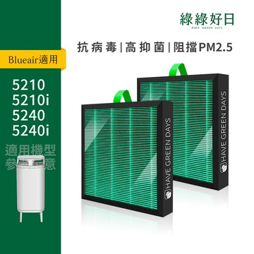 二入|適用 Blueair 5200系列 5210 5240 HEPA抗菌濾芯蜂巢顆粒活性碳 複合式濾網 綠綠好日