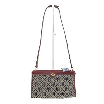 tory burch棕色老花帆布肩揹包