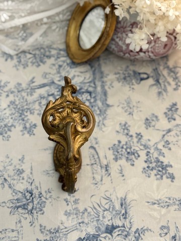 50215-華麗法國1900年代黃銅衣帽架 窗簾束帶掛鉤