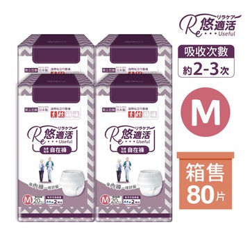 【悠適活】日本製輕薄自在褲2回300cc(M/20片*4包/箱購)