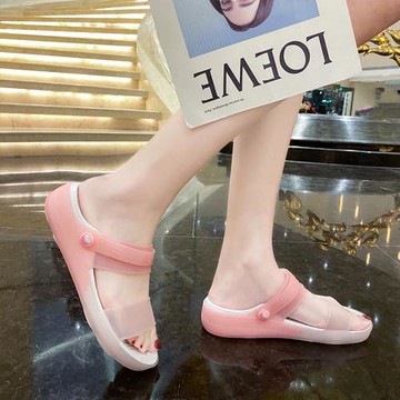 夏季涼鞋2025年女新款洞洞鞋女厚底沙灘坡跟涼鞋瑪麗珍果凍涼拖鞋