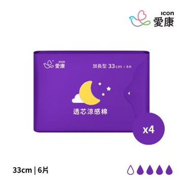【愛康】透芯涼感棉-加長型33cm(6片x4包/組)