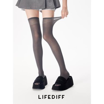 薄款夏季襪子女莫代爾微透過膝長筒襪JK深灰色顯瘦壓力搭配小皮鞋