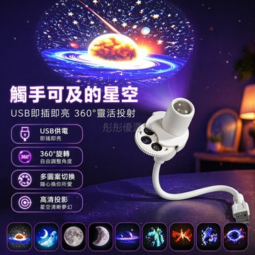 台灣出貨✨ 星空投影燈 月球造型小夜燈 LED臥室氛圍燈 USB充電投影燈 五種圖案浪漫佈置