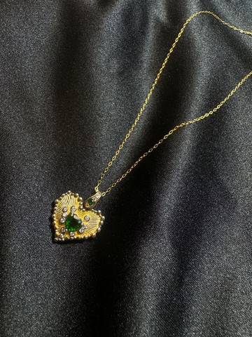 溶心之愛。s925 鍍18k金 透輝石 項鍊 18K Gold- 925 Silver Neck