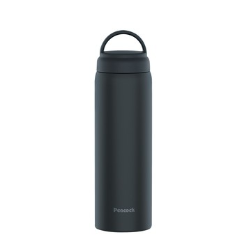 Peacock 不鏽鋼 手提式City城市休閒 保冷保溫杯600ML(提把設計)-黑